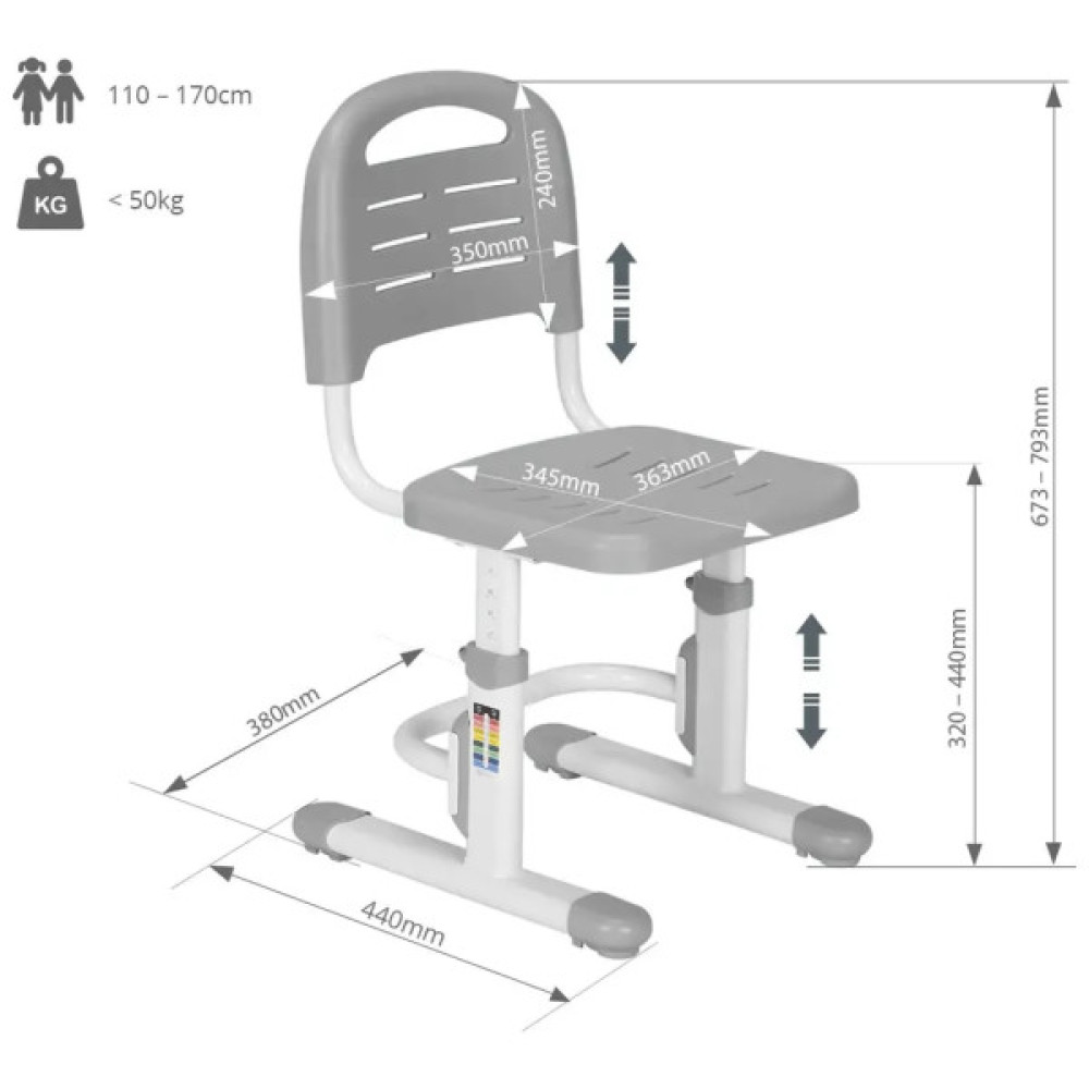 Шкільний стілець FunDesk SST3L Grey