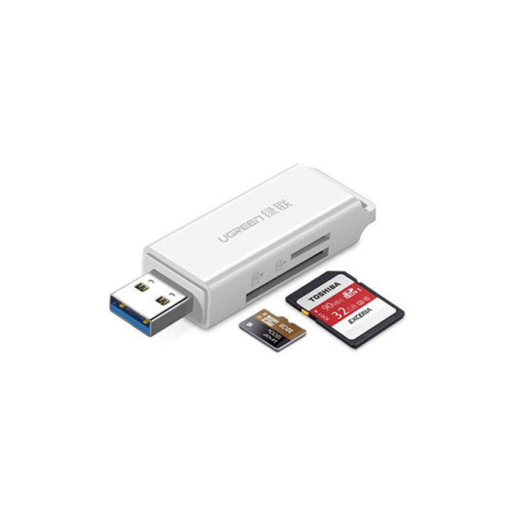 Зчитувач флеш-карт Ugreen USB 3.0 to TF + SD CM104 White (40753)