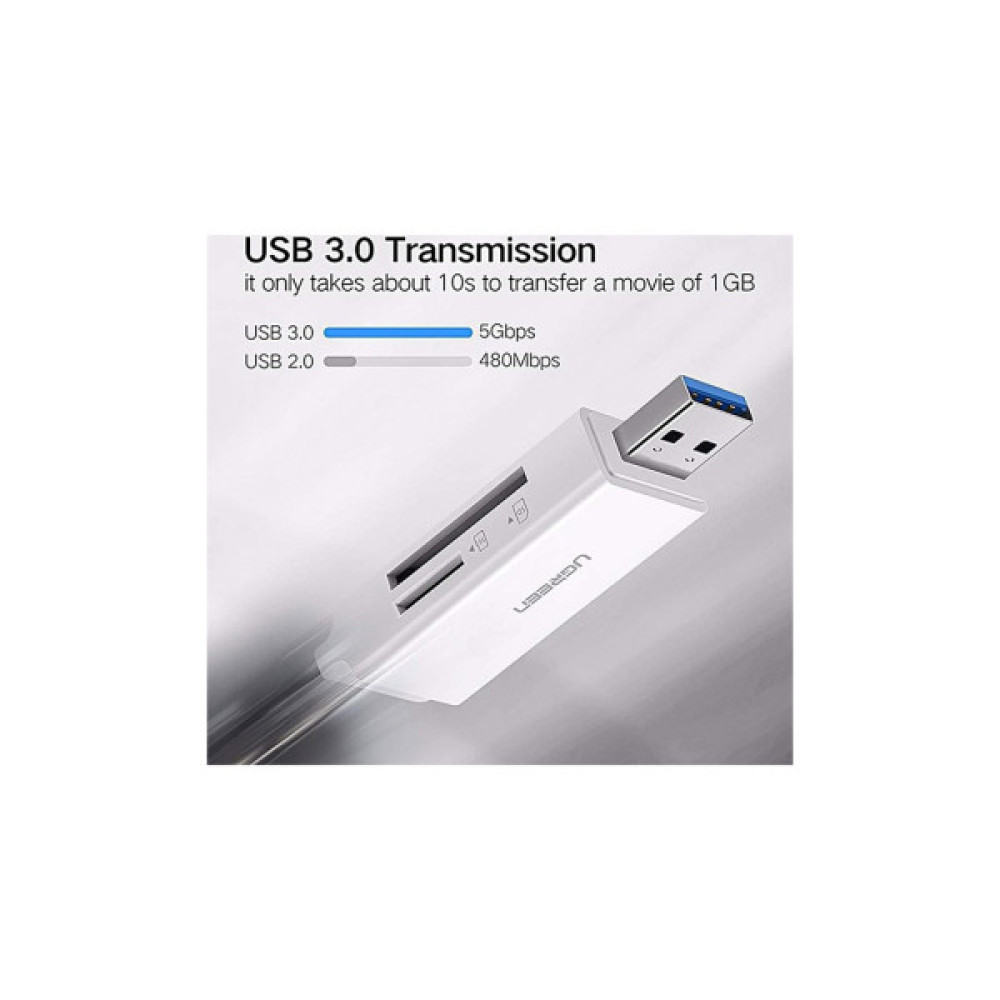 Зчитувач флеш-карт Ugreen USB 3.0 to TF + SD CM104 White (40753)