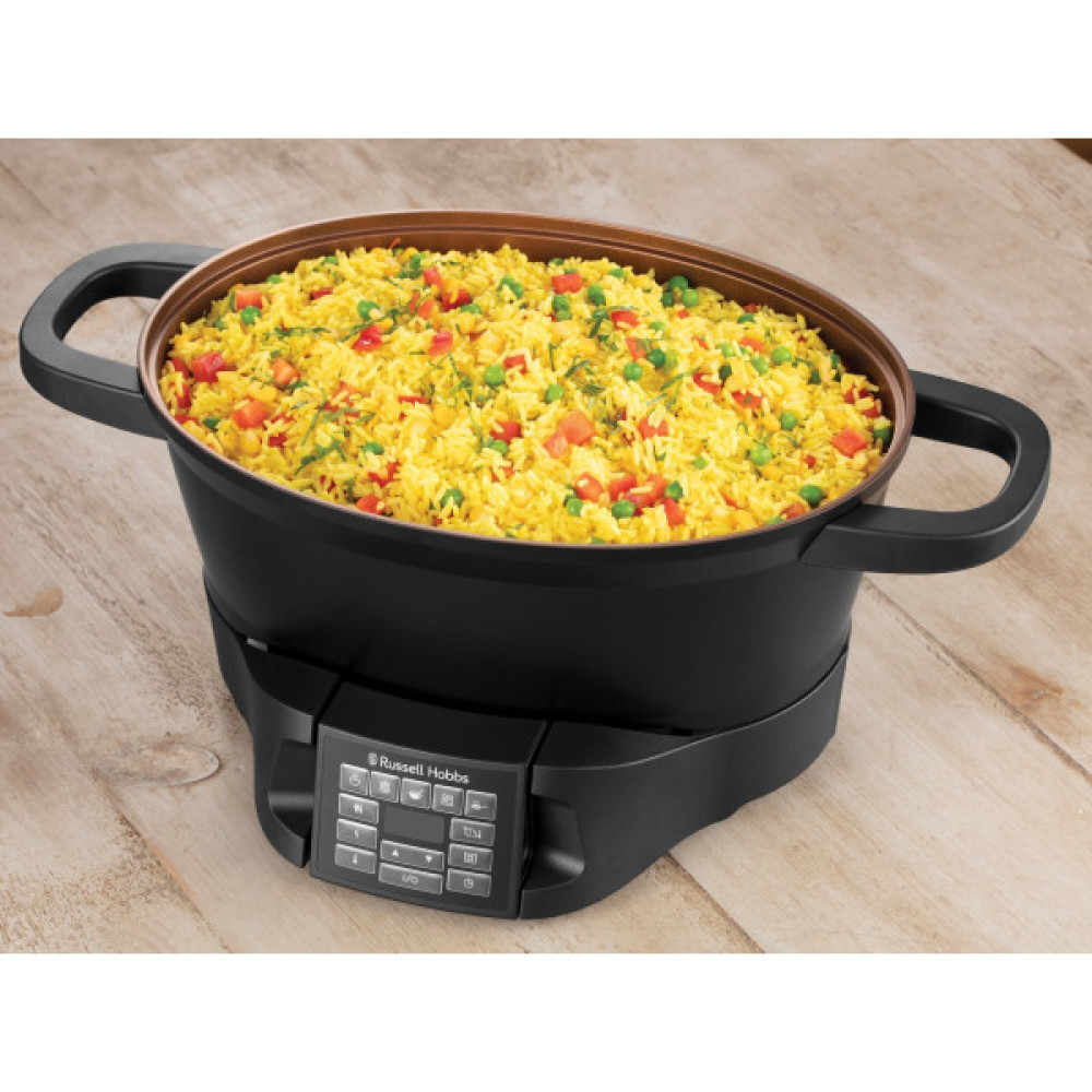 Мультиварка Russell Hobbs GoodToGo, 1000Вт, чаша-6.5л, електронне керув., знімна кришка, кераміка, чорний