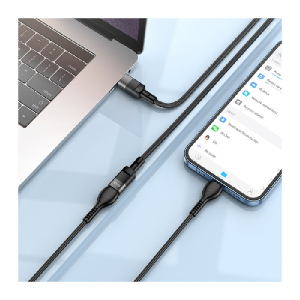 Дата кабель USB-C M/F 1.2m extension U107 black HOCO (6931474789990)