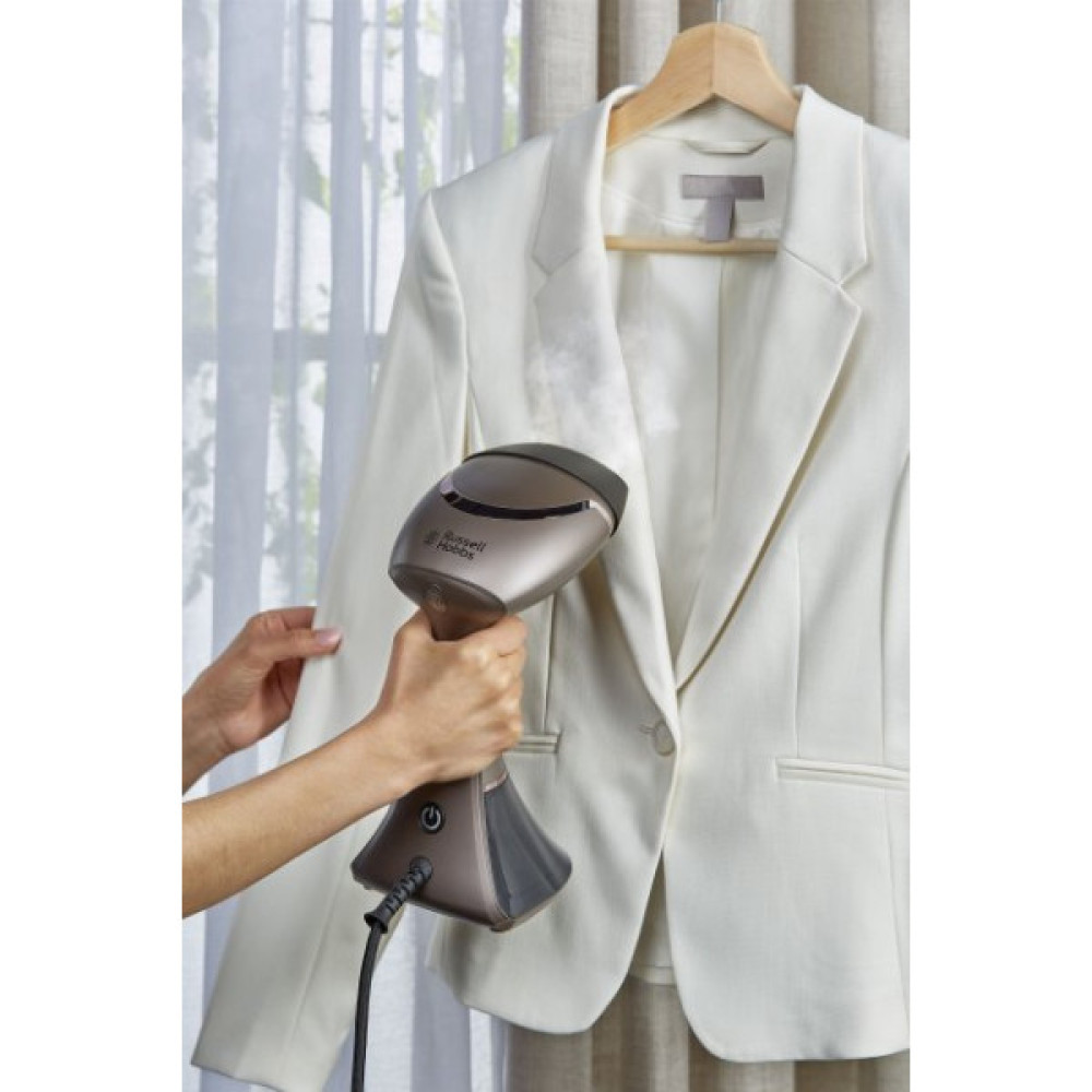 Відпарювач Russell Hobbs компактний Steam Genie Aroma, 1800Вт, 200мл, постійна пара - 32гр, керам. підошва, чорно-коричневий