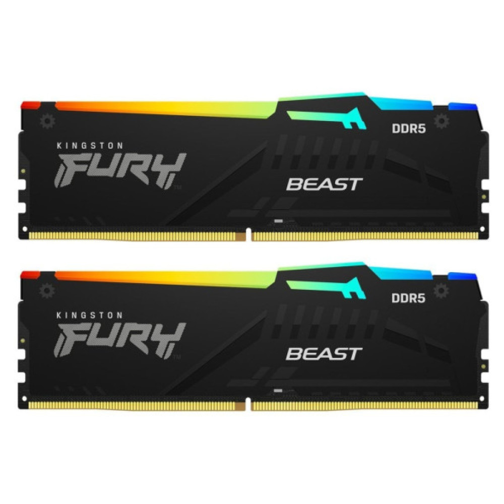 Модуль пам'яті для комп'ютера DDR5 64GB (2x32GB) 5200 MHz Beast RGB EXPO Black Kingston Fury (ex.HyperX) (KF552C40BB2AK2-64)