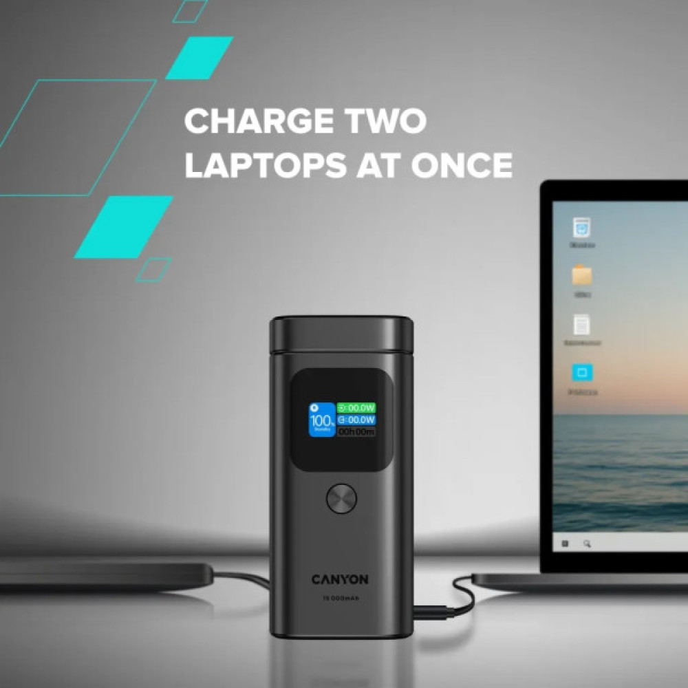 Батарея універсальна Canyon 15000mAh OnPower 150 Qi2 magnetic Grey (CNS-CPB150DG)