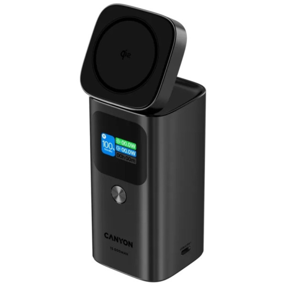 Батарея універсальна Canyon 15000mAh OnPower 150 Qi2 magnetic Grey (CNS-CPB150DG)