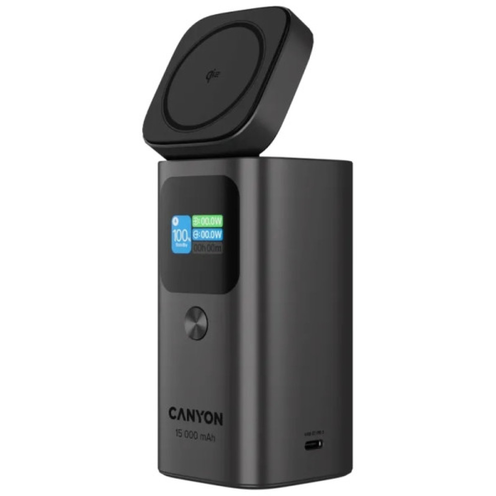 Батарея універсальна Canyon 15000mAh OnPower 150 Qi2 magnetic Grey (CNS-CPB150DG)