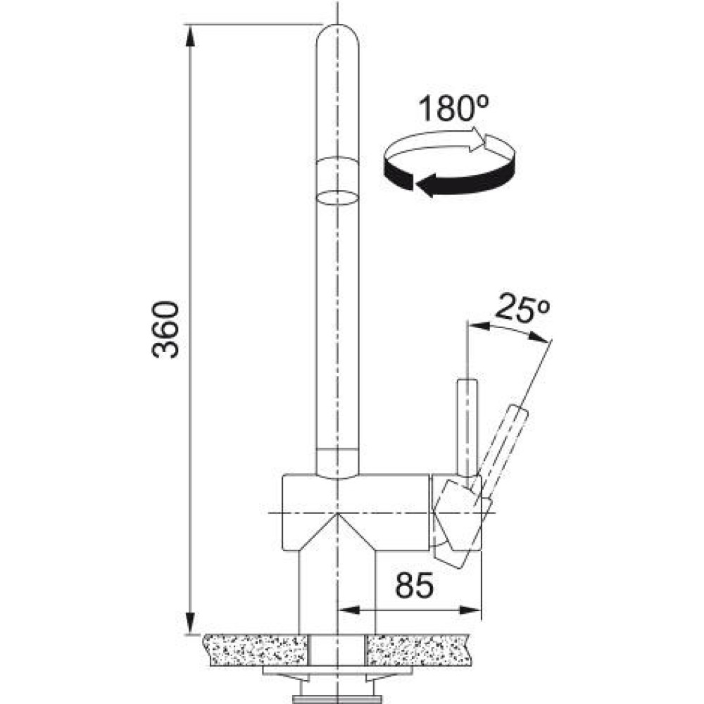 Змішувач для кухні Franke Atlas Neo J, довж.виливу - 183мм, поворотний, 1+аератор, нерж