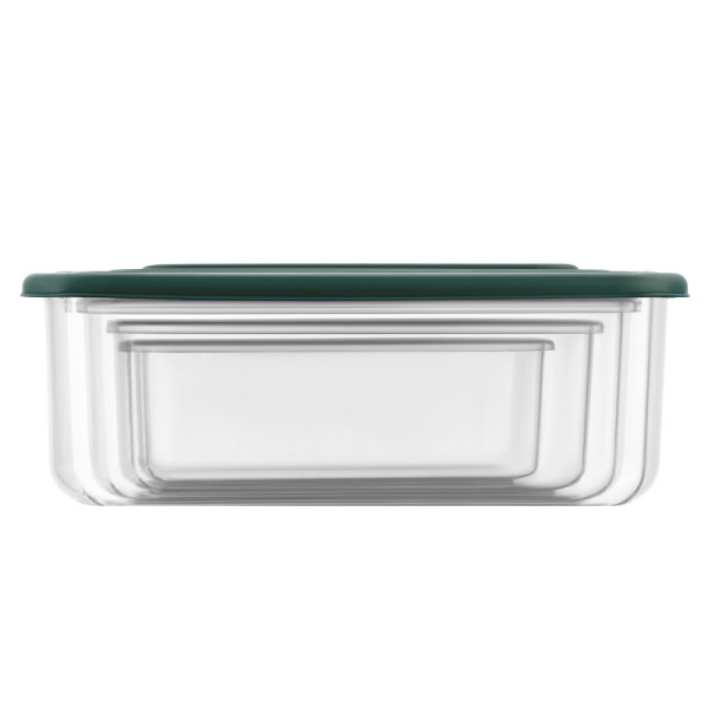 Харчовий контейнер Ardesto Fresh Набір 0.25/0.5/0.75/1.2л, пластик, прямокутна, зелений (AR1312G)