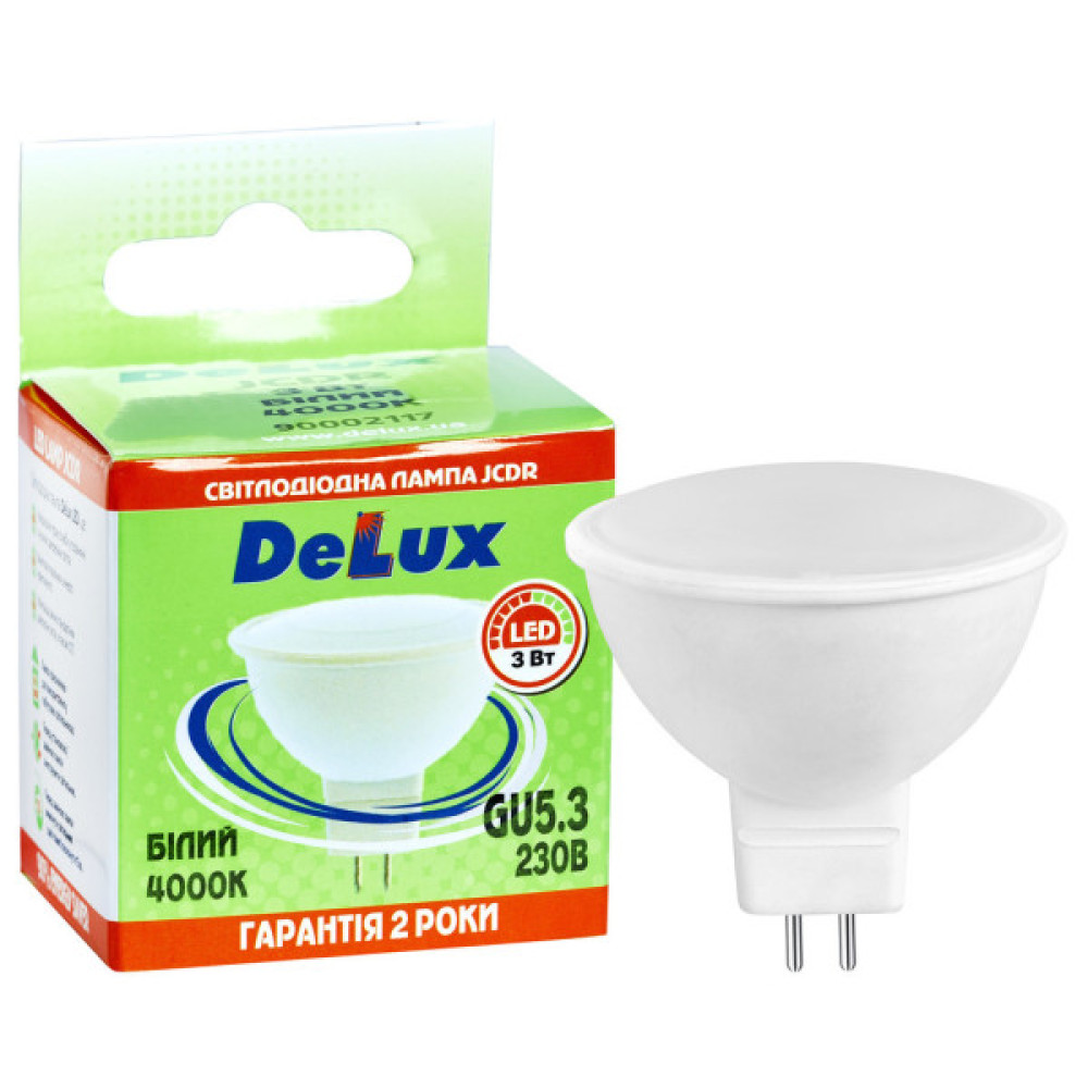Лампочка Delux JCDR 3Вт 4000K 220В GU5.3 (90020566 90011736)