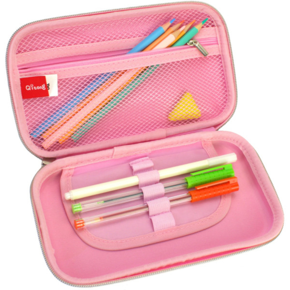 Пенал Cool For School з тисненням 1 відділення Рожевий (QT-5781-Pink)