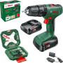 Шурупокрут-дриль акумуляторний Bosch EasyImpact 18V-40 18В 2х2А·год 20·38Нм 0-430·0-1630об/хв кейс ЗП набір 34шт (АС Xline) 1.4кг