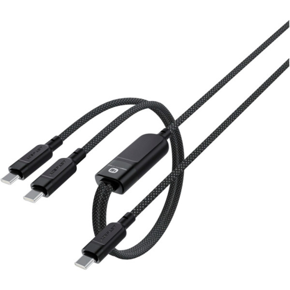 Дата кабель USB-C to 2xUSB-C 0.8m 100W Acefast (6974316280149)