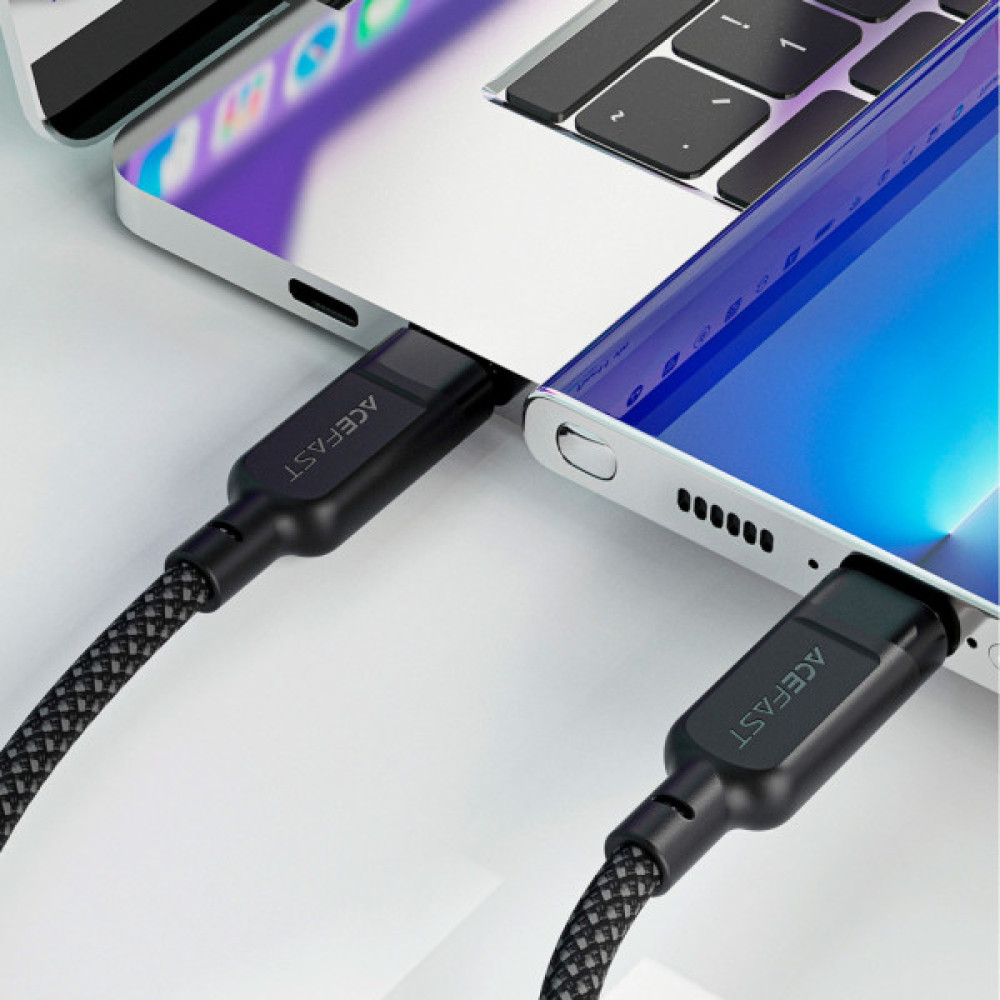Дата кабель USB-C to 2xUSB-C 0.8m 100W Acefast (6974316280149)