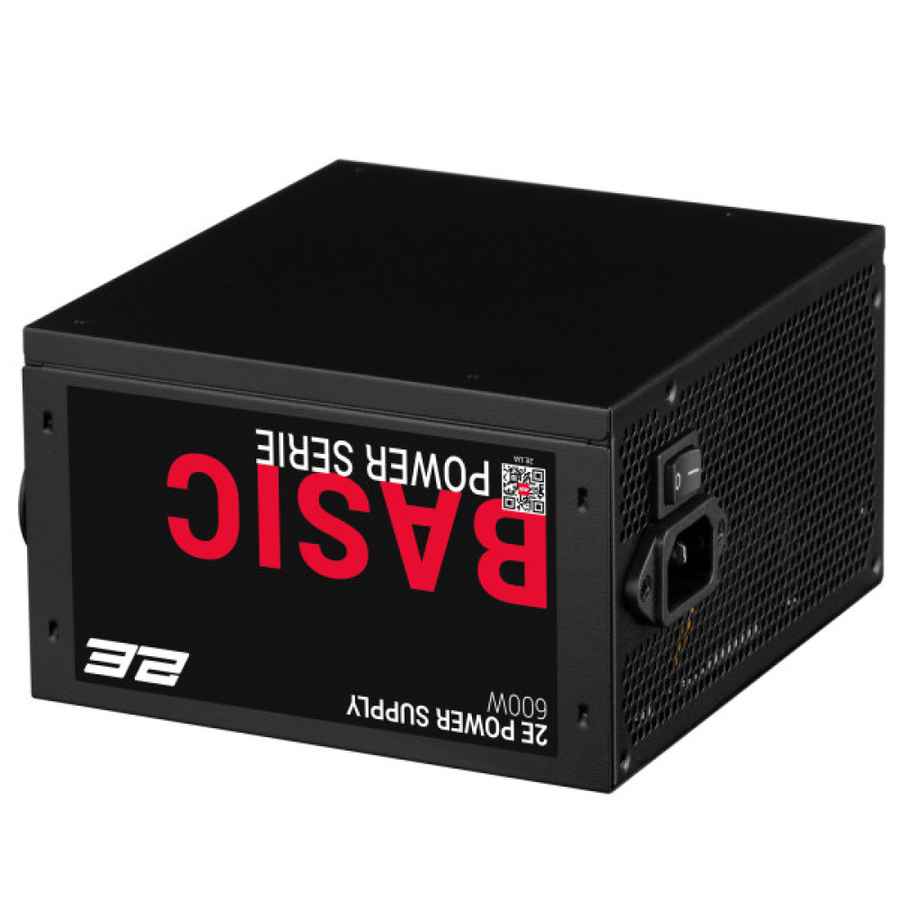Блок живлення 2E Basic Power  (600W), >80%, 120мм, 1xMB 24pin(20+4), 1xCPU 8pin(4+4), 3xMolex, 4xSATA, 2xPCIe 8pin(6+2)