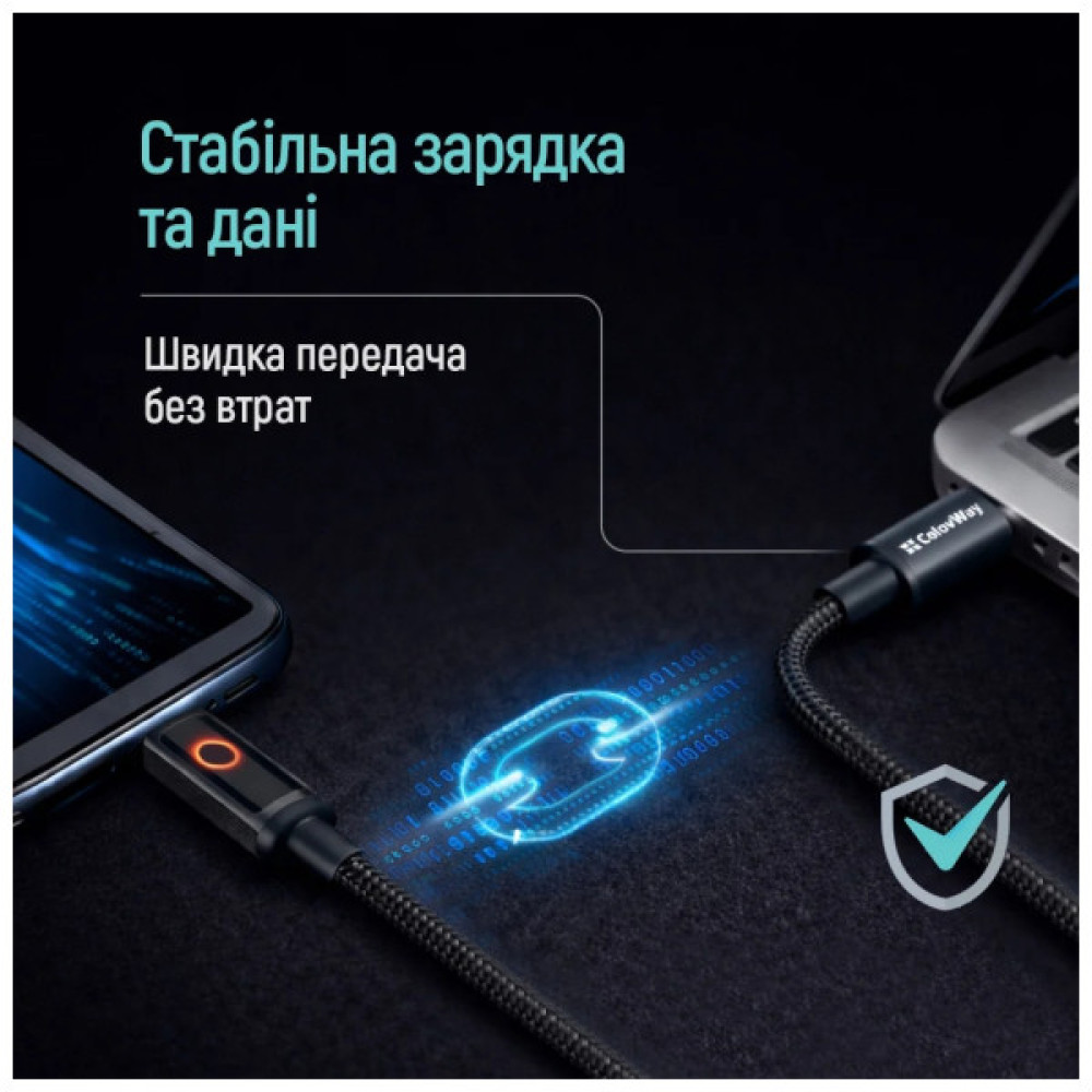 Дата кабель USB-C to USB-C 1.0m 3A PD60W black ColorWay (CW-CBPDCC103-BK)