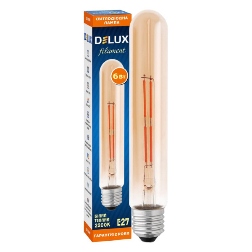 Лампочка Delux LR-39 6Вт E27 2200К T30 amber_filament (90018154)