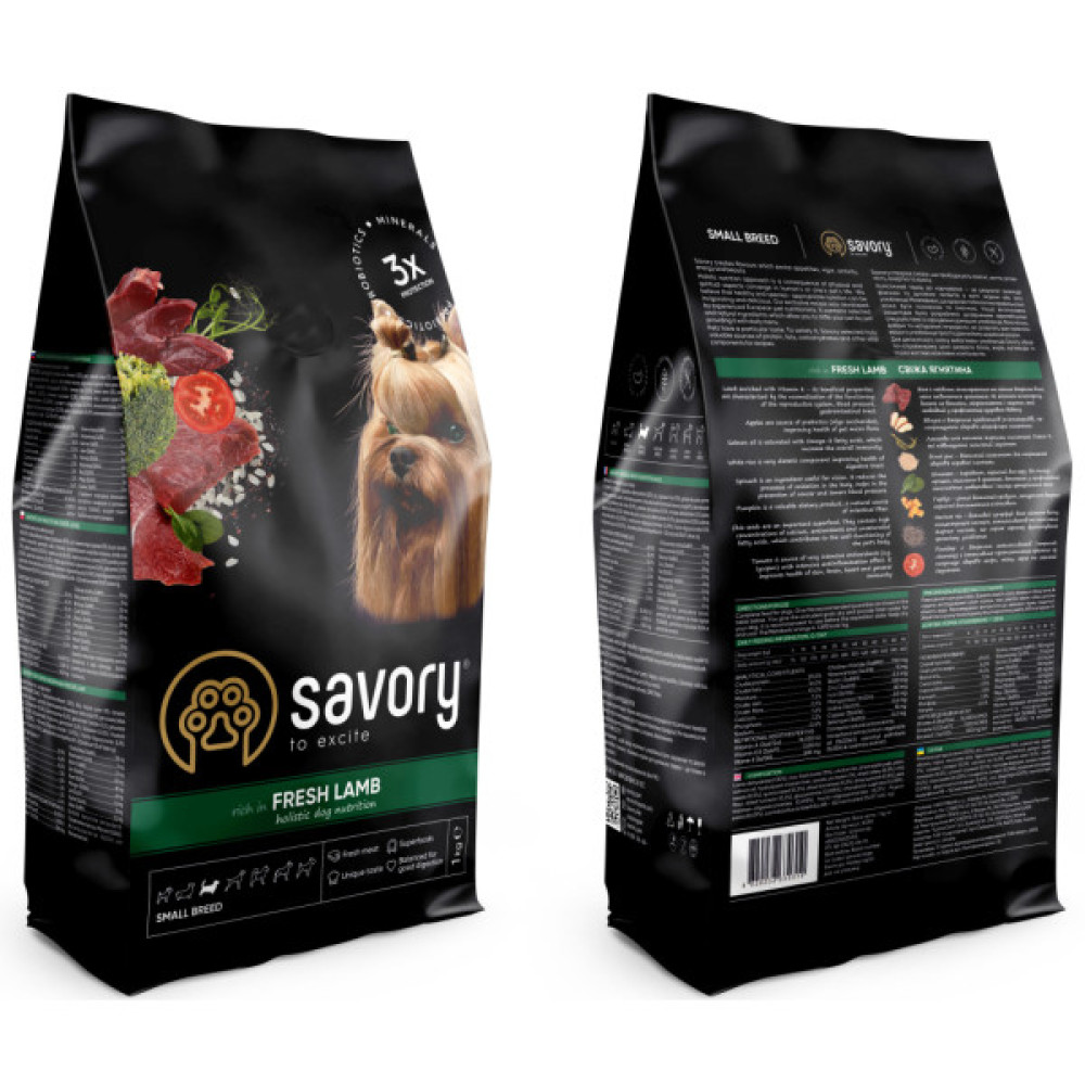 Сухий корм для собак Savory Small Breeds rich in Fresh Lamb 1 кг (4820232630310)
