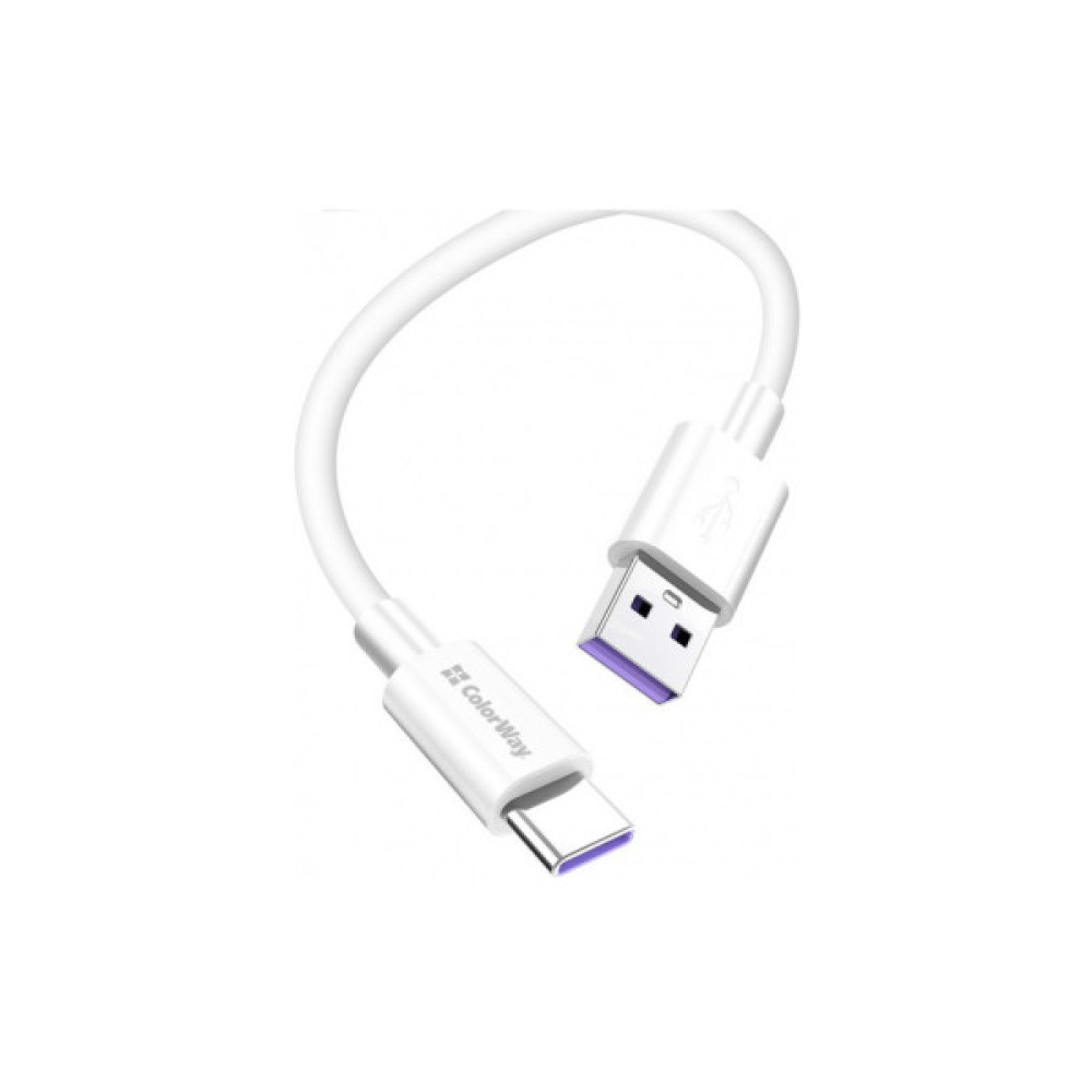 Дата кабель USB 2.0 AM to USB-C 1.0m 5A white ColorWay (CW-CBUC019-WH)