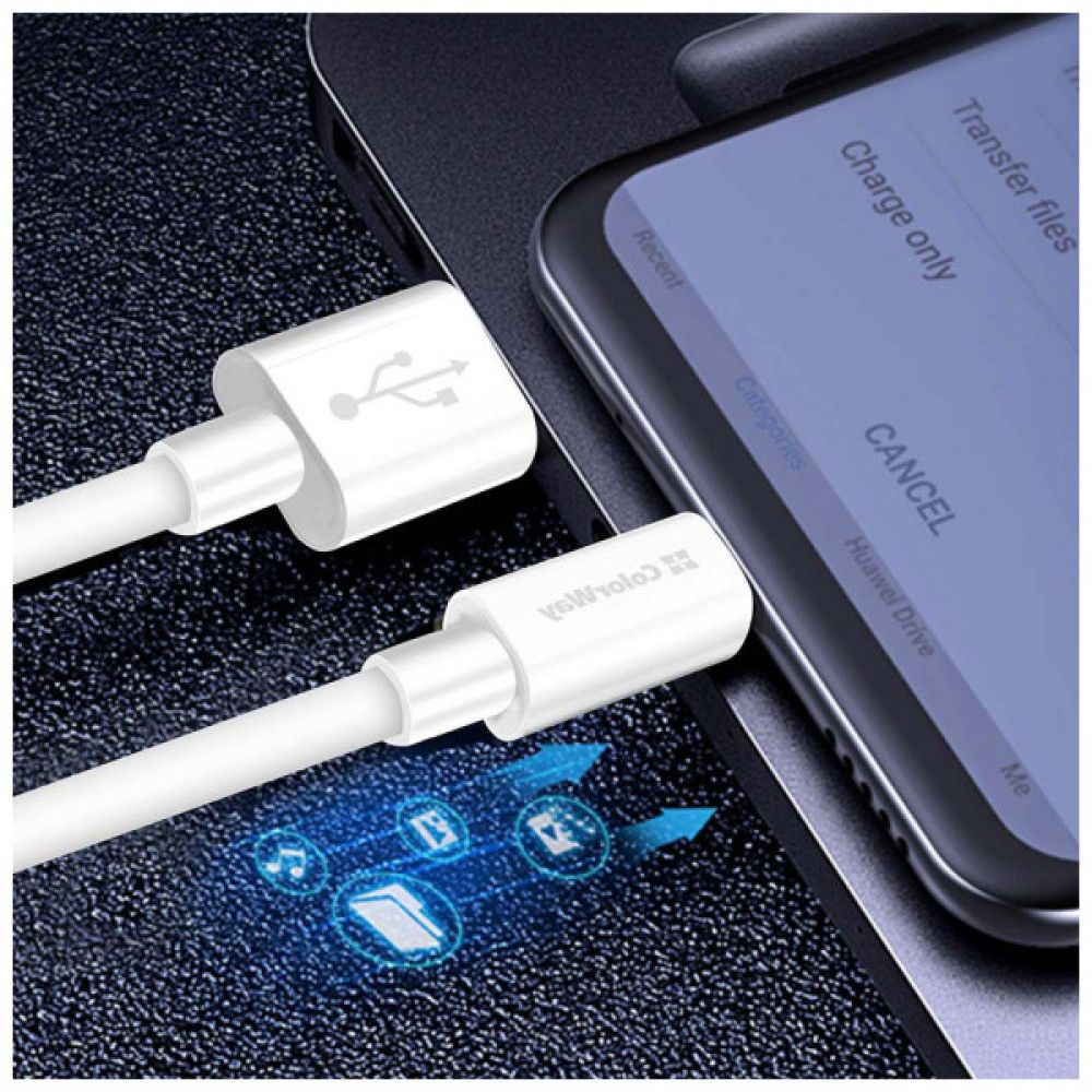 Дата кабель USB 2.0 AM to USB-C 1.0m 5A white ColorWay (CW-CBUC019-WH)