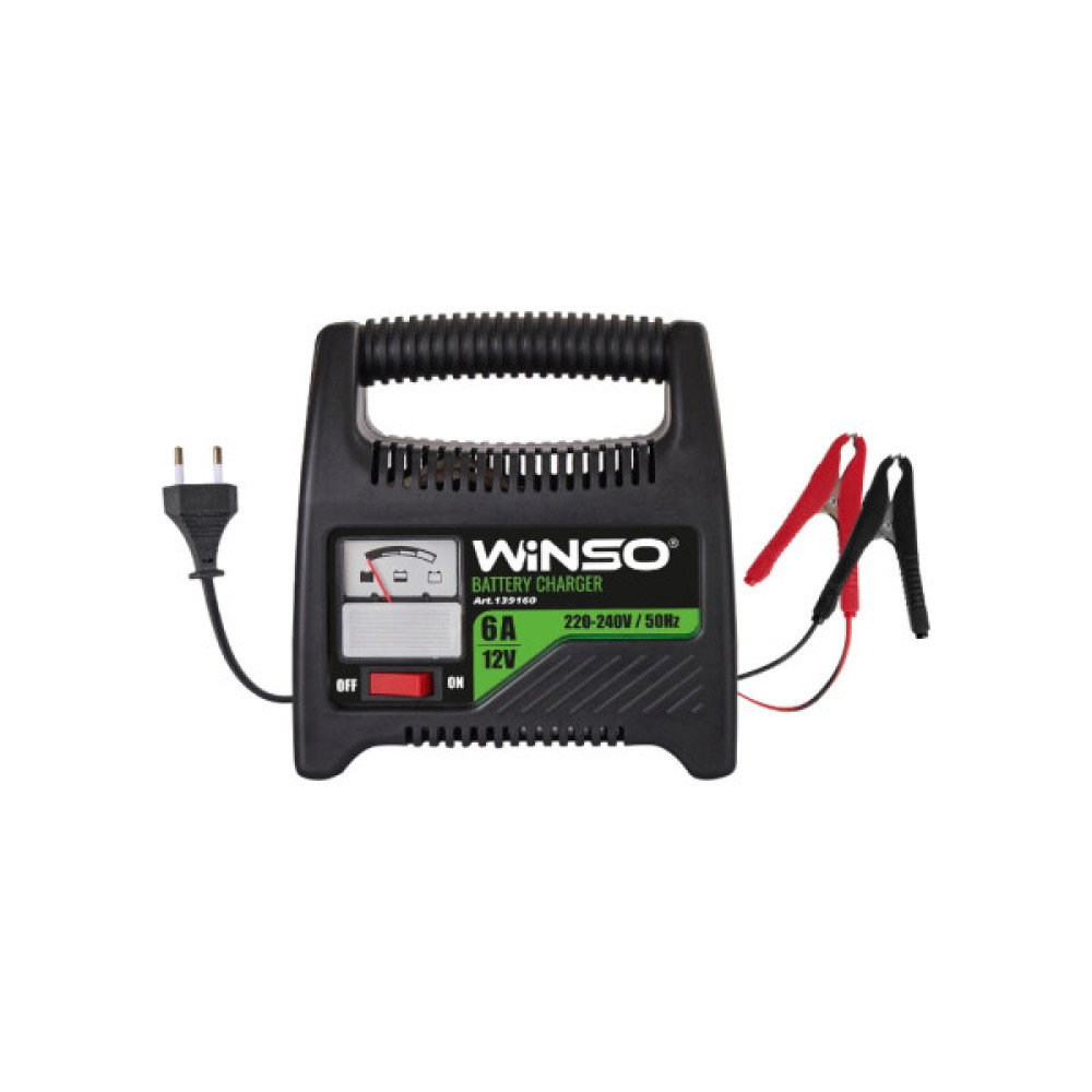 Зарядний пристрій для автомобільного акумулятора WINSO 12В.Макс. струм підзарядки 6А.Макс.Емн 80Ah (139160) Зарядний пристрій для автомобільного акумулятора WINSO 12В.Макс. струм підзарядки 6А.Макс.Емн 80Ah (139160)