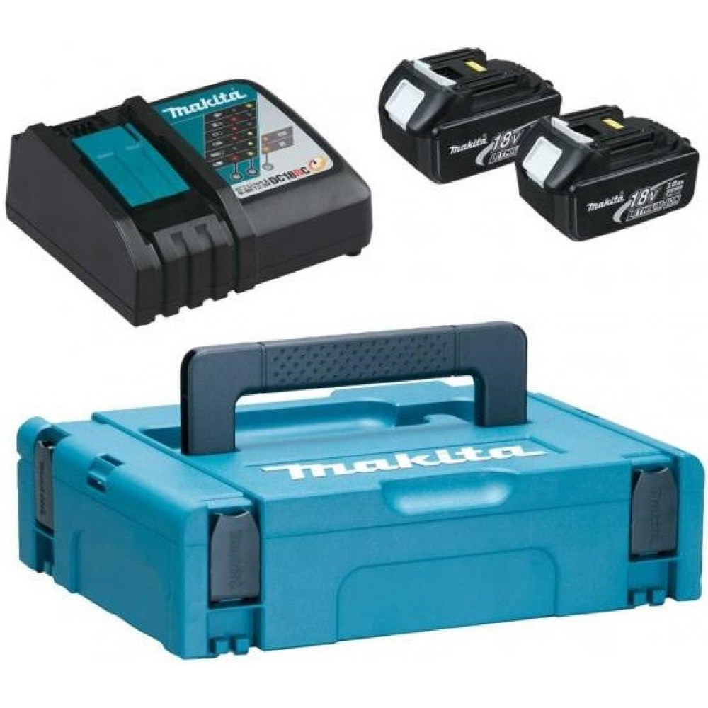 Набір акумулятора та зарядного пристрою Makita 197952-5 LX BL1830, 2х18В, 3А·год, ЗП DC18RC, кейс Makpac1