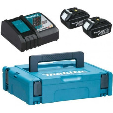 Набір акумулятора та зарядного пристрою Makita 197952-5 LX BL1830, 2х18В, 3А·год, ЗП DC18RC, кейс Makpac1
