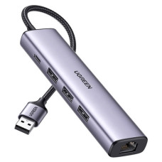 Концентратор Ugreen USB 3.0 to 3хUSB 3.0/Type-C+RJ45(1000M) Ethernet 5in1 CM475 (60554)