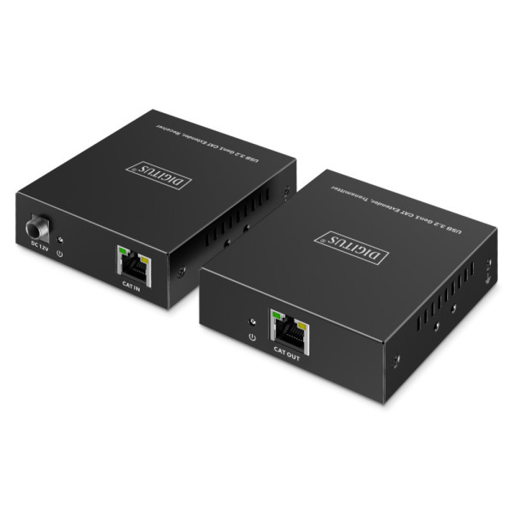 Подовжувач DIGITUS USB 3.2 Gen1, для використання з кабелем Cat6A, до 100 м, 3 х USB-A, 1 x USB-C, чорний