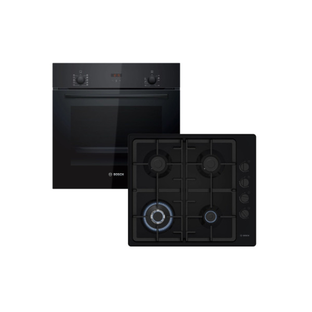 Комплект вбудованої техніки Bosch Духова шафа HBF512BB1T + Газова варильна поверхня PBH6C6K90R (-)