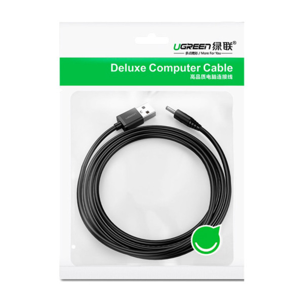 Кабель живлення USB to DC 3.5mm 5V 1.0m black Ugreen (10376) Кабель живлення USB to DC 3.5mm 5V 1.0m black Ugreen (10376)
