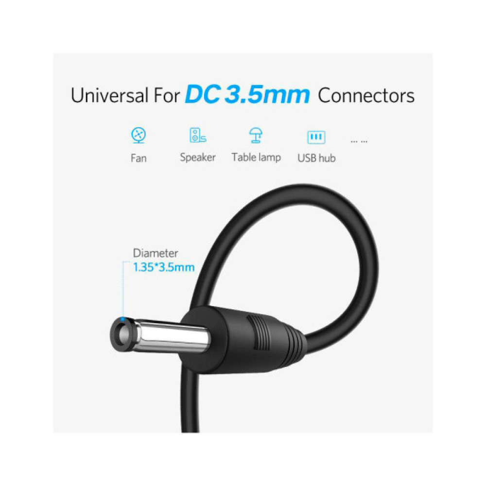 Кабель живлення USB to DC 3.5mm 5V 1.0m black Ugreen (10376) Кабель живлення USB to DC 3.5mm 5V 1.0m black Ugreen (10376)