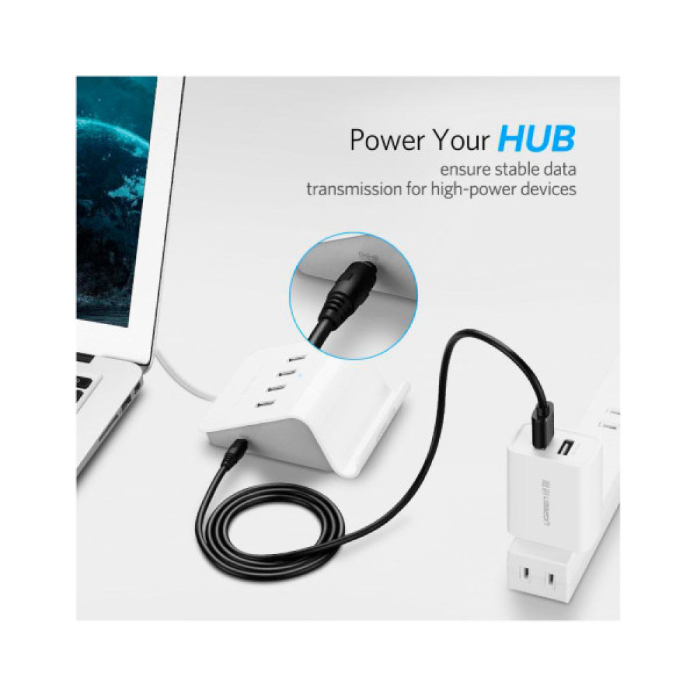 Кабель живлення USB to DC 3.5mm 5V 1.0m black Ugreen (10376) Кабель живлення USB to DC 3.5mm 5V 1.0m black Ugreen (10376)