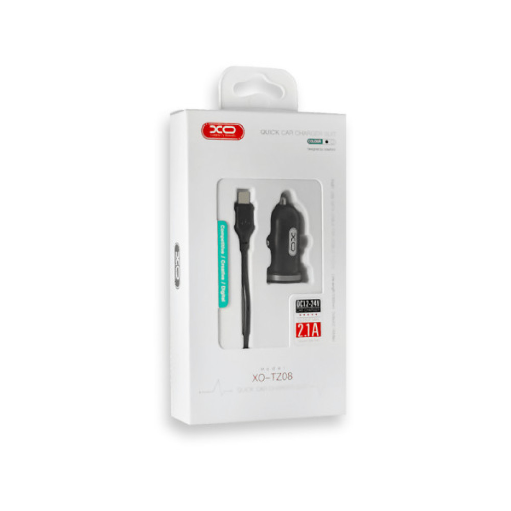 Зарядний пристрій XO 2xUSB 2.1A + cable USB to Micro 5P black (TZ08-M-BK)