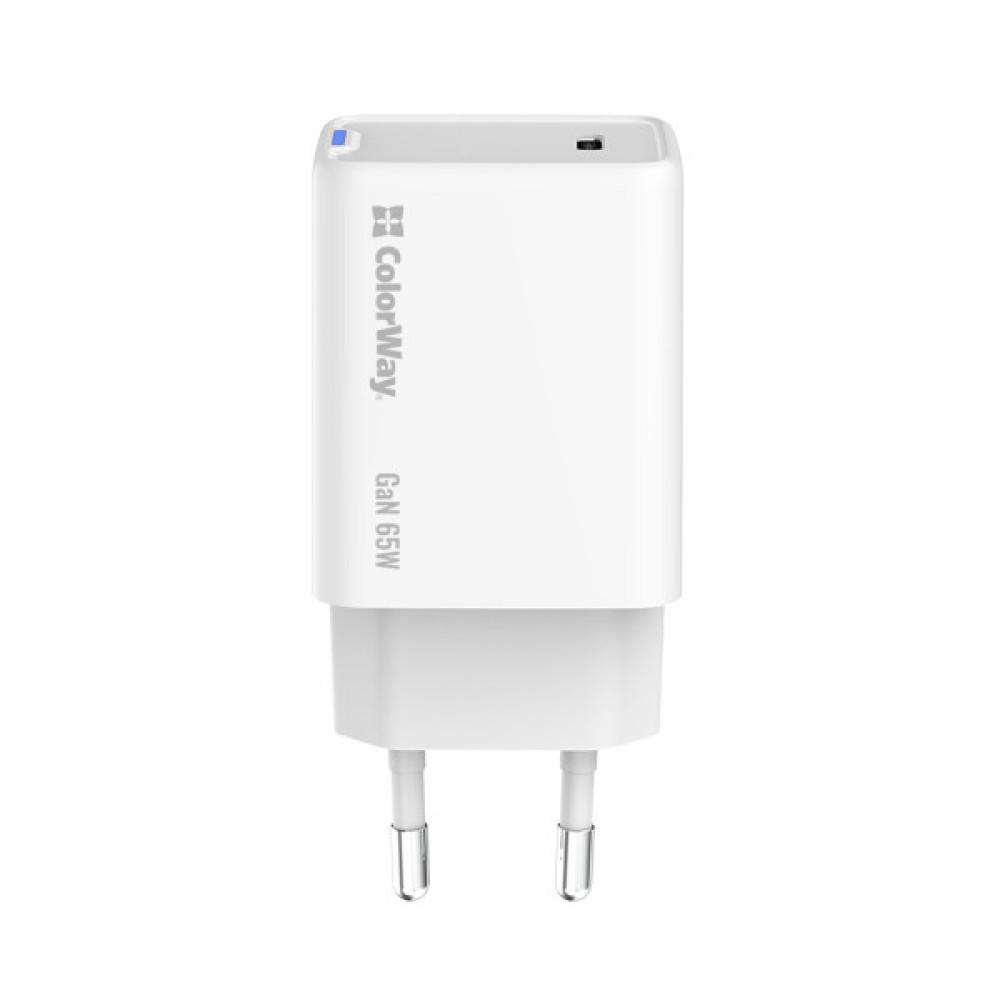 Зарядний пристрій ColorWay GaN Mini 65W PD Port PPS USB-C white (CW-CHS049PD-WT)