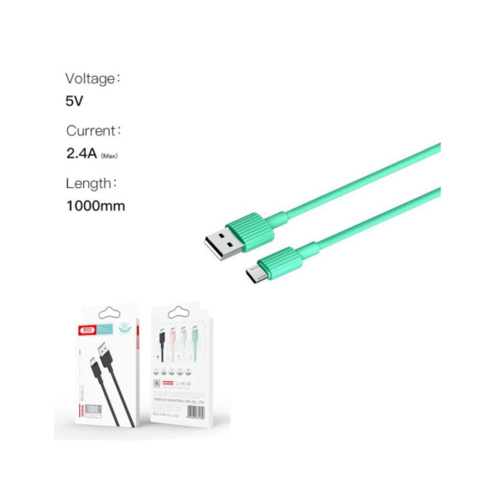 Дата кабель USB 2.0 AM to Micro 5P 1.0m 2.4A green XO (NB156-M-GR)