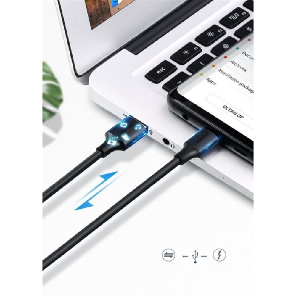 Дата кабель USB 2.0 AM to USB-C 3.0m 3.0A 18W US287 Black Ugreen (60826)