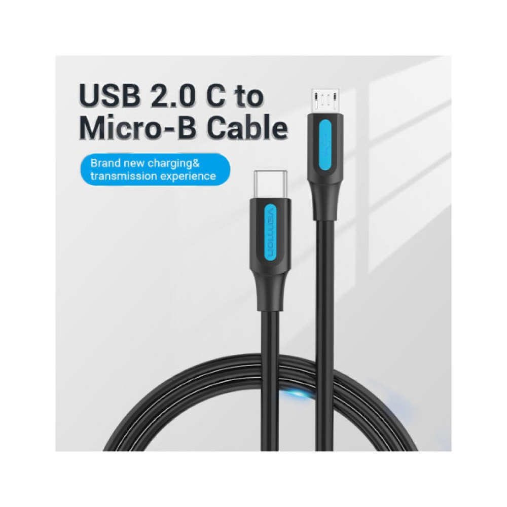 Дата кабель USB-C to Micro 5P 1.0m 2A black Vention (COVBF)