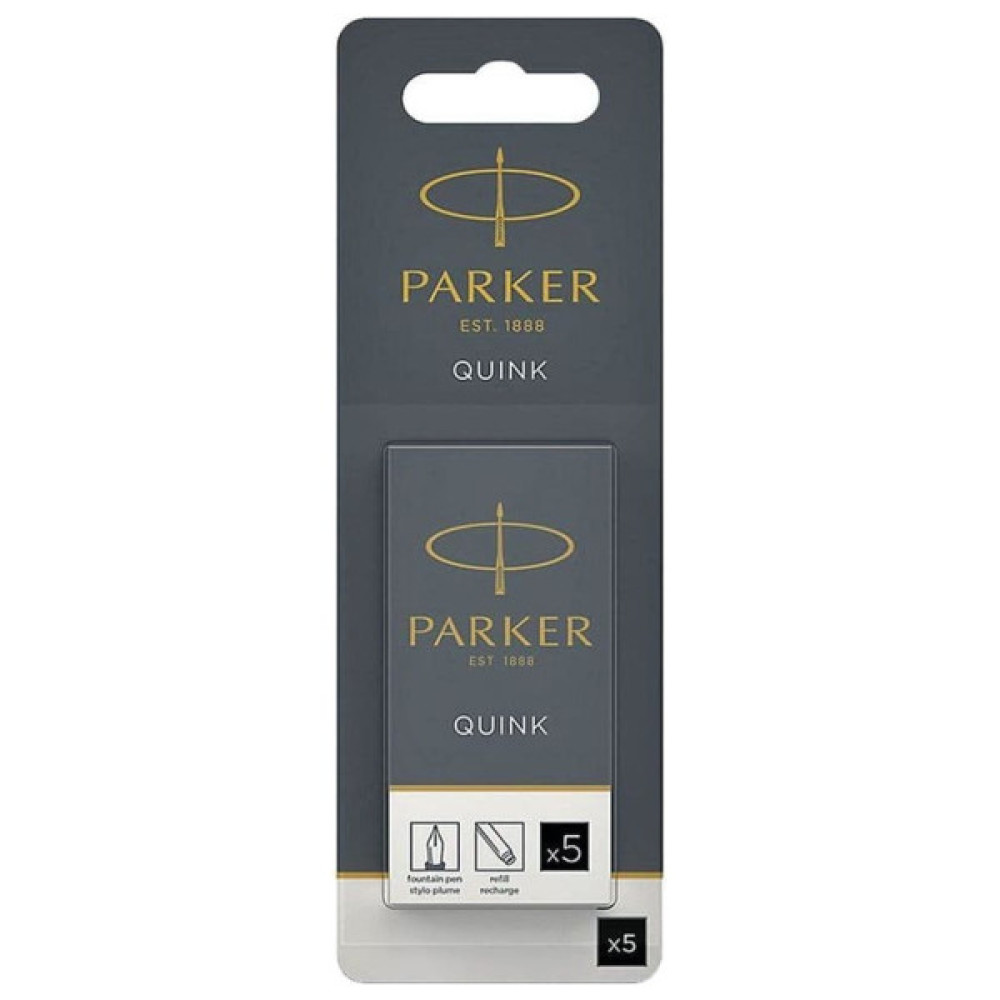 Чорнило для пір'яних ручок Parker Картриджі Quink / 5шт чорний блістер (11 416BK)
