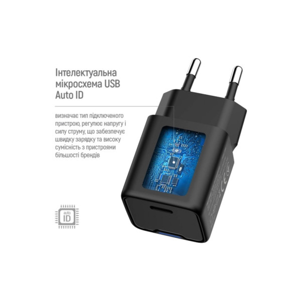Зарядний пристрій ColorWay GaN Mini 25W PD Port PPS USB-C black (CW-CHS052PD-BK)
