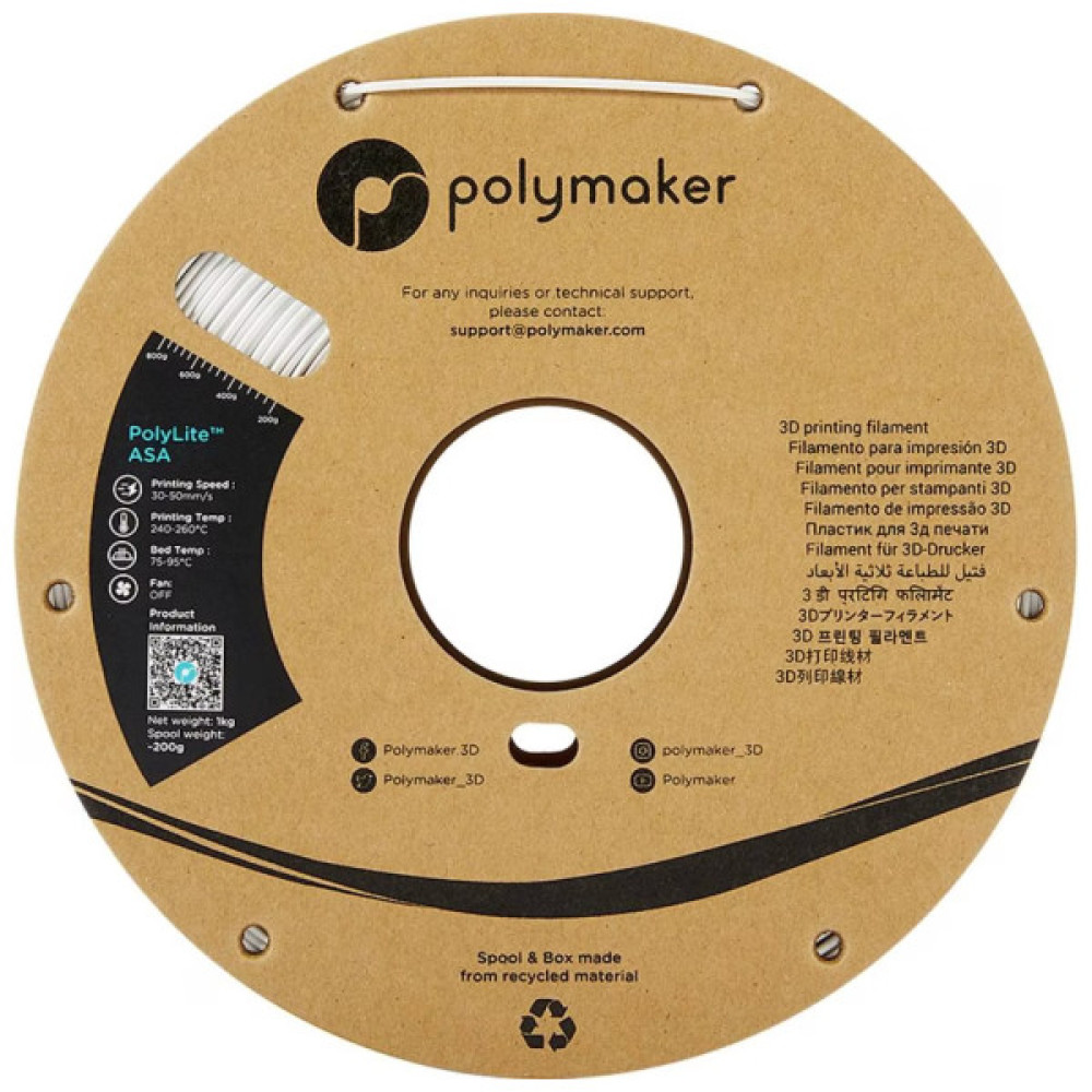 Пластик для 3D-принтера Polymaker ASA POLYLITE 1,75mm 1kg WHITE (PF01002)