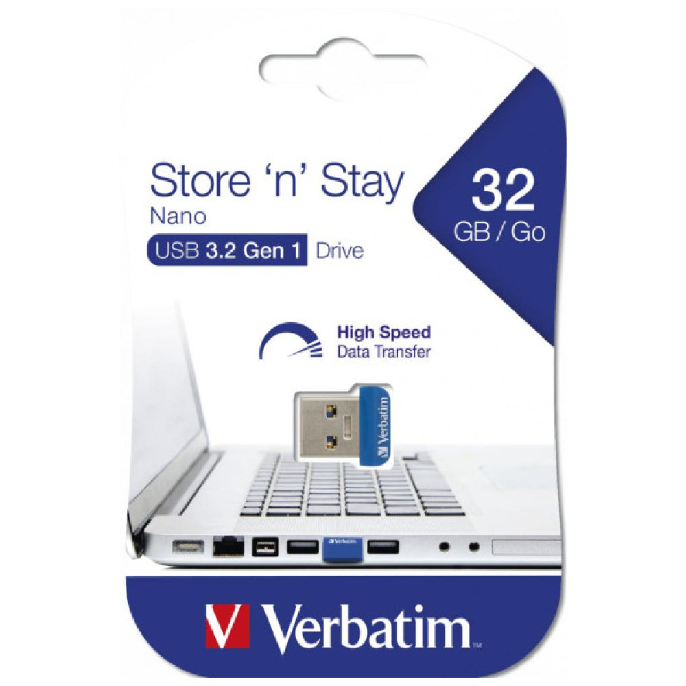 USB флеш накопичувач Verbatim 32GB Store 'n' Stay NANO Blue USB 3.0 (98710)