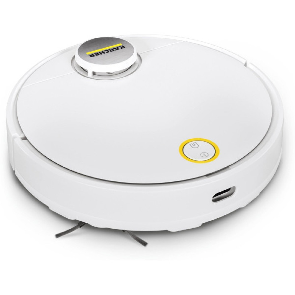 Робот-пилосос Karcher RCV 3, 400Вт, h=9.4см, вологе прибирання, конт пил -0.5л, вода -0.17л, автон. робота до 120хв, вага-3.7кг, НЕРА,+ набір акс., білий
