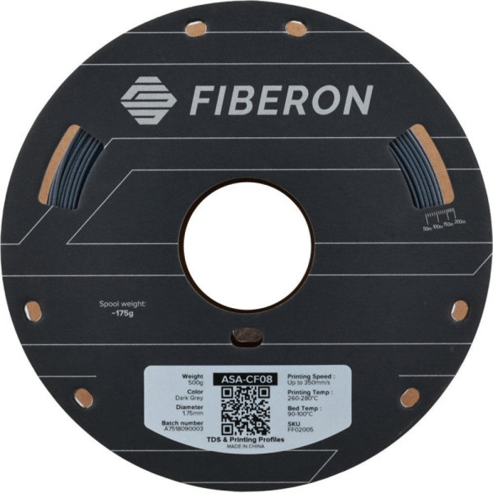 Пластик для 3D-принтера Polymaker ASA-CF08 Fiberon 1,75mm 0,5kg Dark Grey (FF02005)