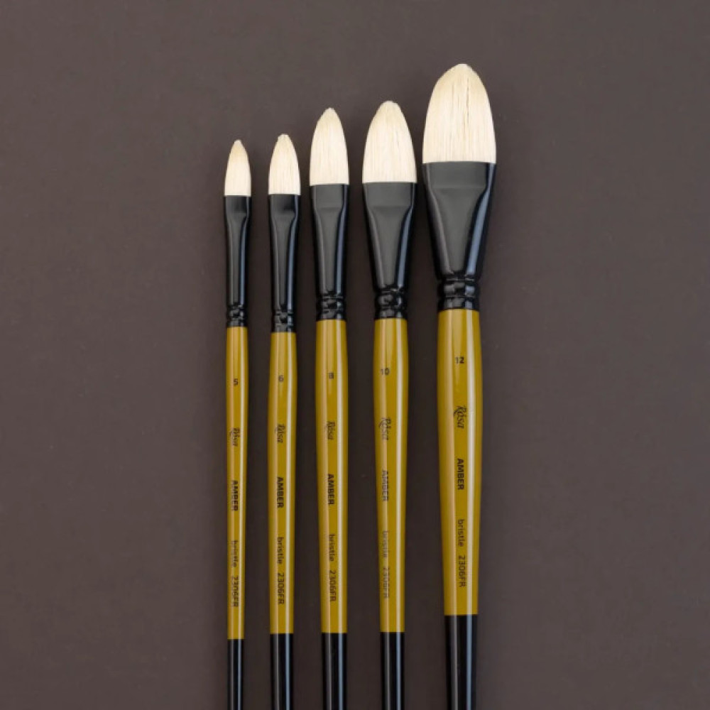 Пензлик для малювання Rosa Щетина овальна, AMBER 2306FR, №8 (4823098533412)