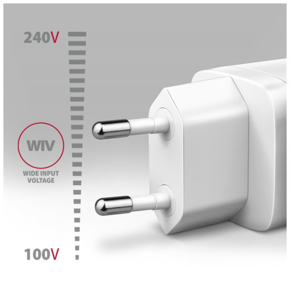 Зарядний пристрій AXAGON 1xUSB + 2xUSB-C 65W QC4+ PD3.0 PPS white (ACU-DPQ65W)