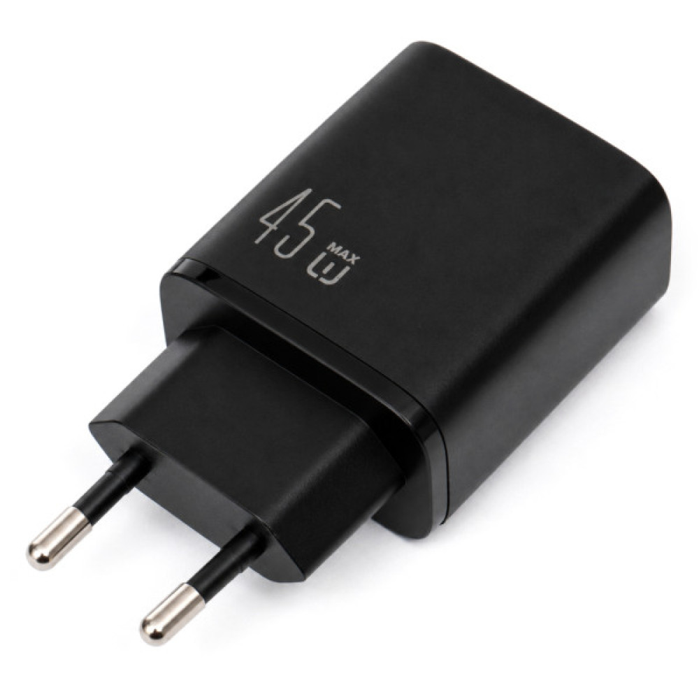 Зарядний пристрій Vinga 2xUSB-C + USB-A Display 45W (VCR45ACCDB)