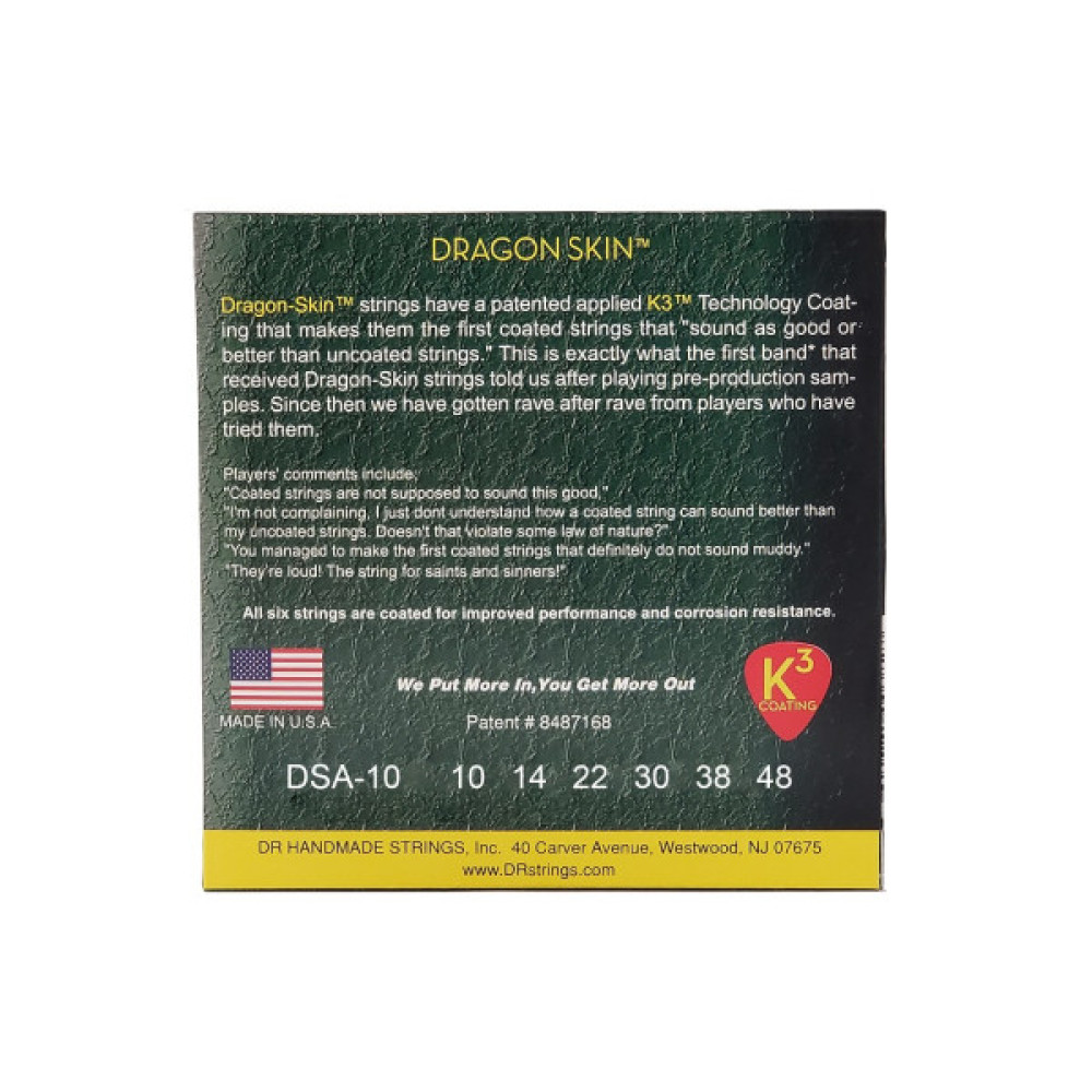 Струни для гітари DR Strings DRAGON SKIN Acoustic - Extra Light (10-48) (DSA-10)