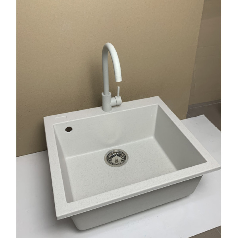 Набір кухонний Adamant Univer, штучний камінь, квадрат, без крила, 560х500х200мм, чаша - 1, врізна, Old stone + змішувач + дозатор + ополіскувач склянок + коландер