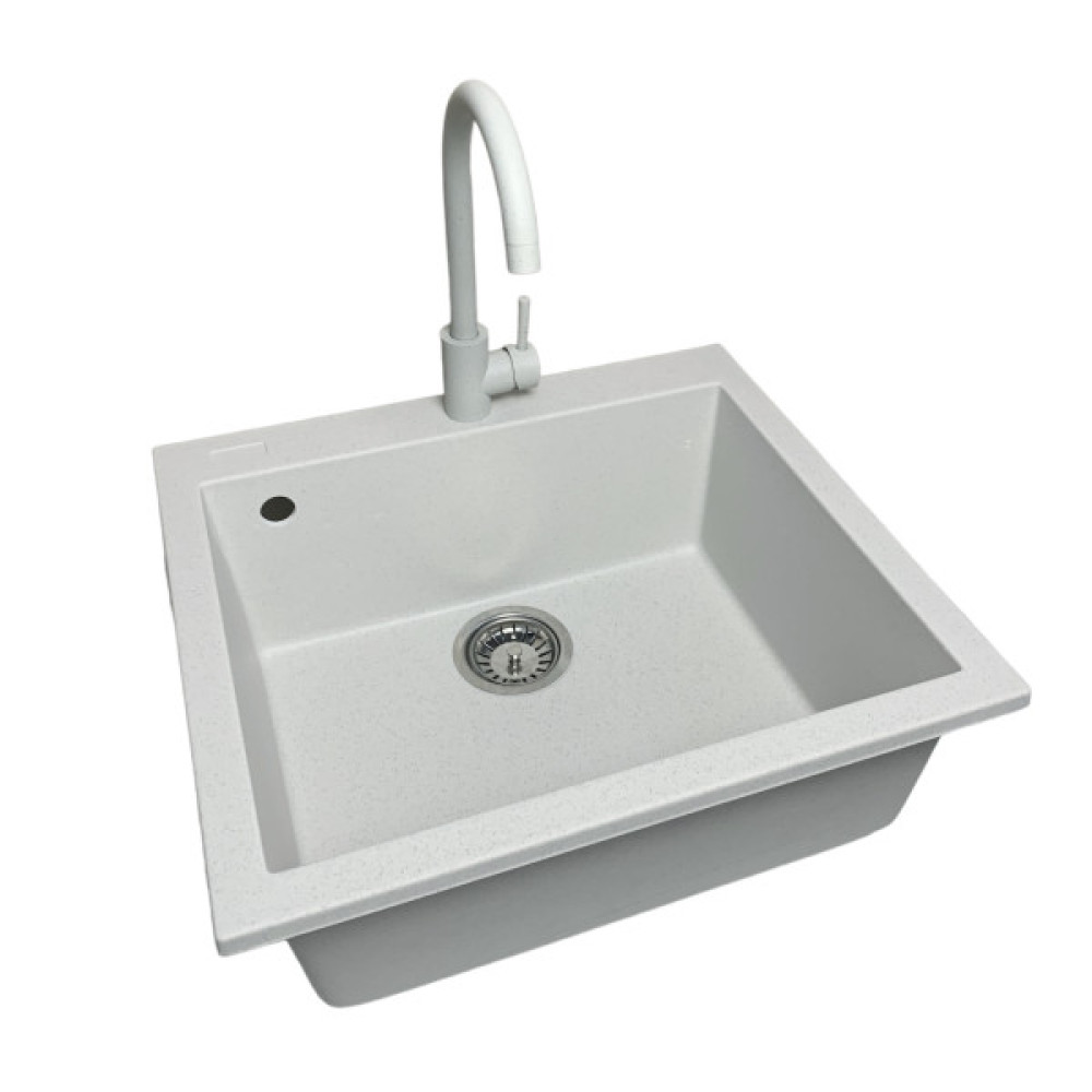 Набір кухонний Adamant Univer, штучний камінь, квадрат, без крила, 560х500х200мм, чаша - 1, врізна, Old stone + змішувач + дозатор + ополіскувач склянок + коландер