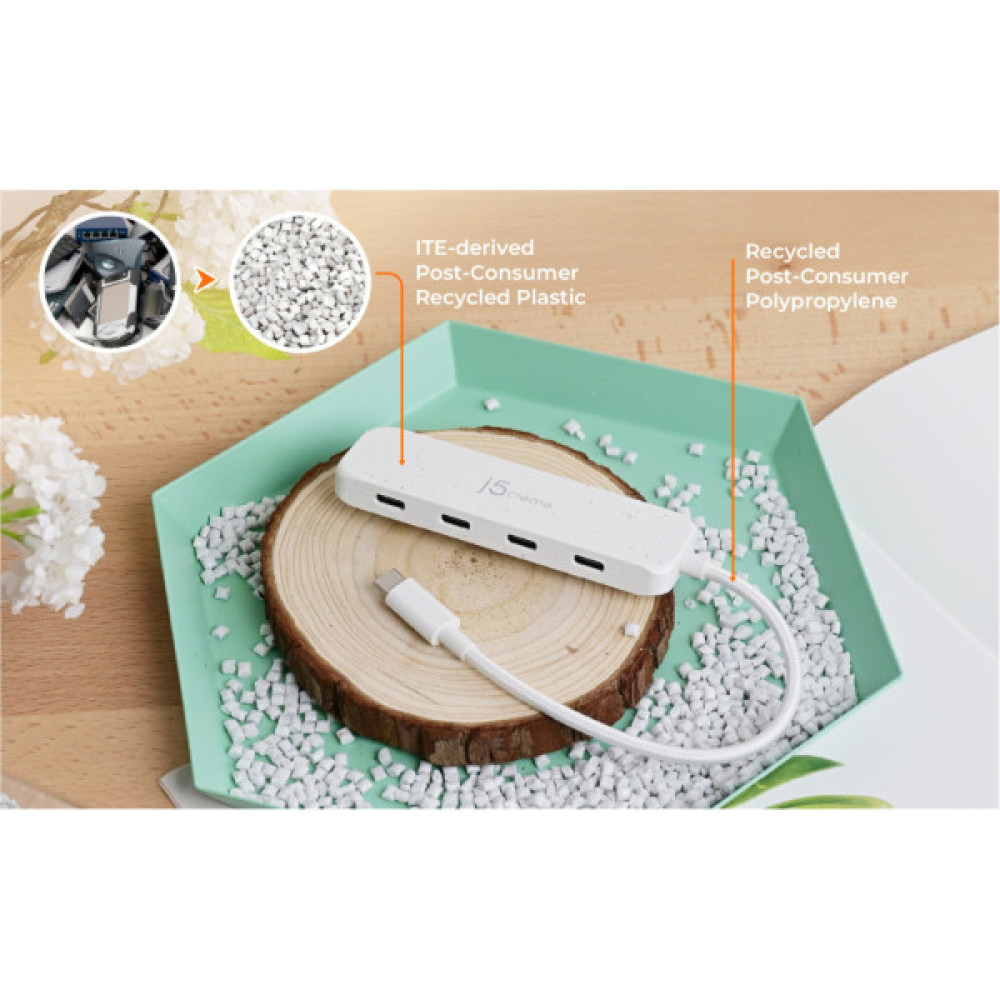 Концентратор J5create USB-C to 4xUSB-C 3.2 10Gbps white (JCH345EW-N)